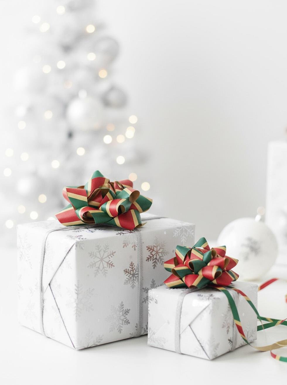 Hediye Paketleme Süsü Rafya Kurdele Süsleme Seti Kırmızı-Yeşil Çizgili 3'lü