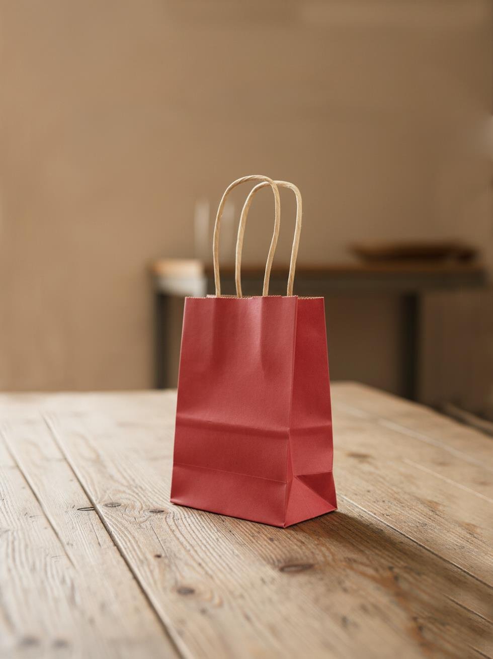 Karton Çanta Alışveriş Çantası Hediye Çantası Kırmızı 10x15 cm 12'li
