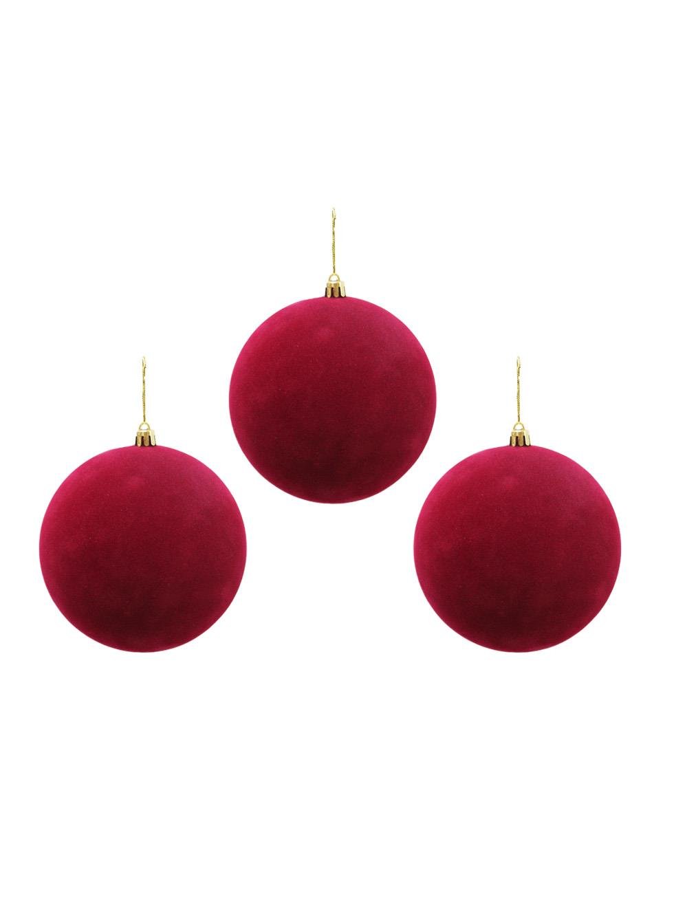 Kadife Yılbaşı Topu – Çam Ağacı Süsü Bordo 10 cm 3'lü