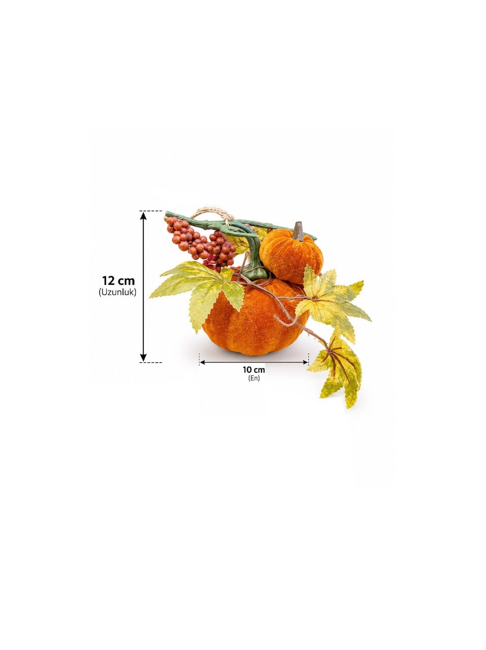 Dekoratif Kadife Balkabağı Masa ve Kapı Süsü 10x12 cm – Halloween ve Sonbahar Dekoru - Balkabakları | Parti Adresi