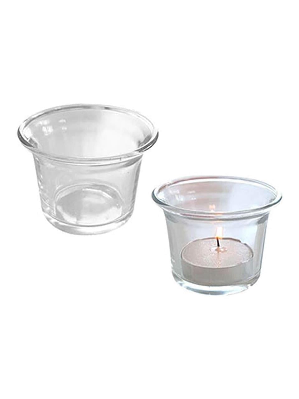Dekoratif Tealight Şeffaf Cam Mumluk