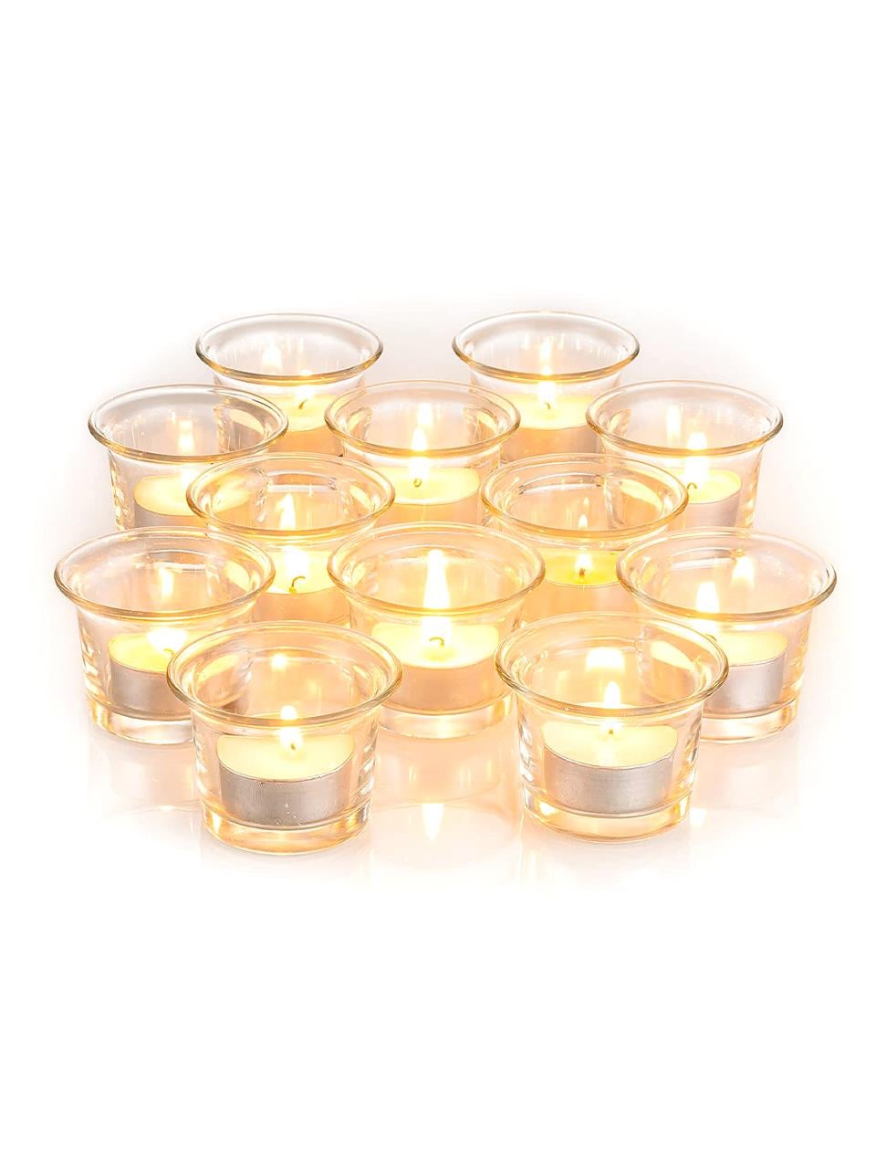 Dekoratif Tealight Şeffaf Cam Mumluk