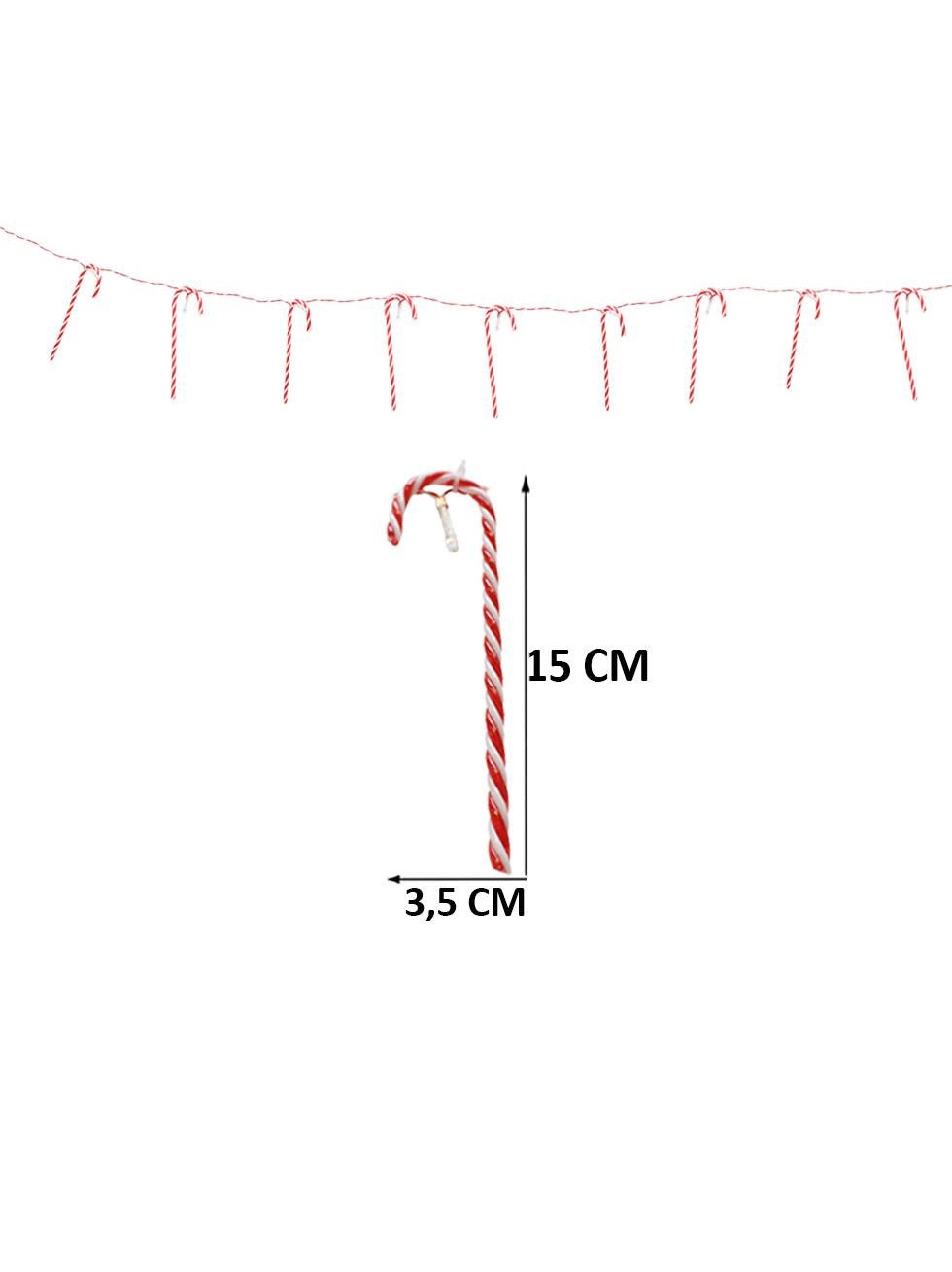 Dekoratif Yılbaşı Aydınlatma Baston Şeker Figürlü Pilli LED Işık Günışığı 160 cm - Yılbaşı Işıkları | Parti Adresi