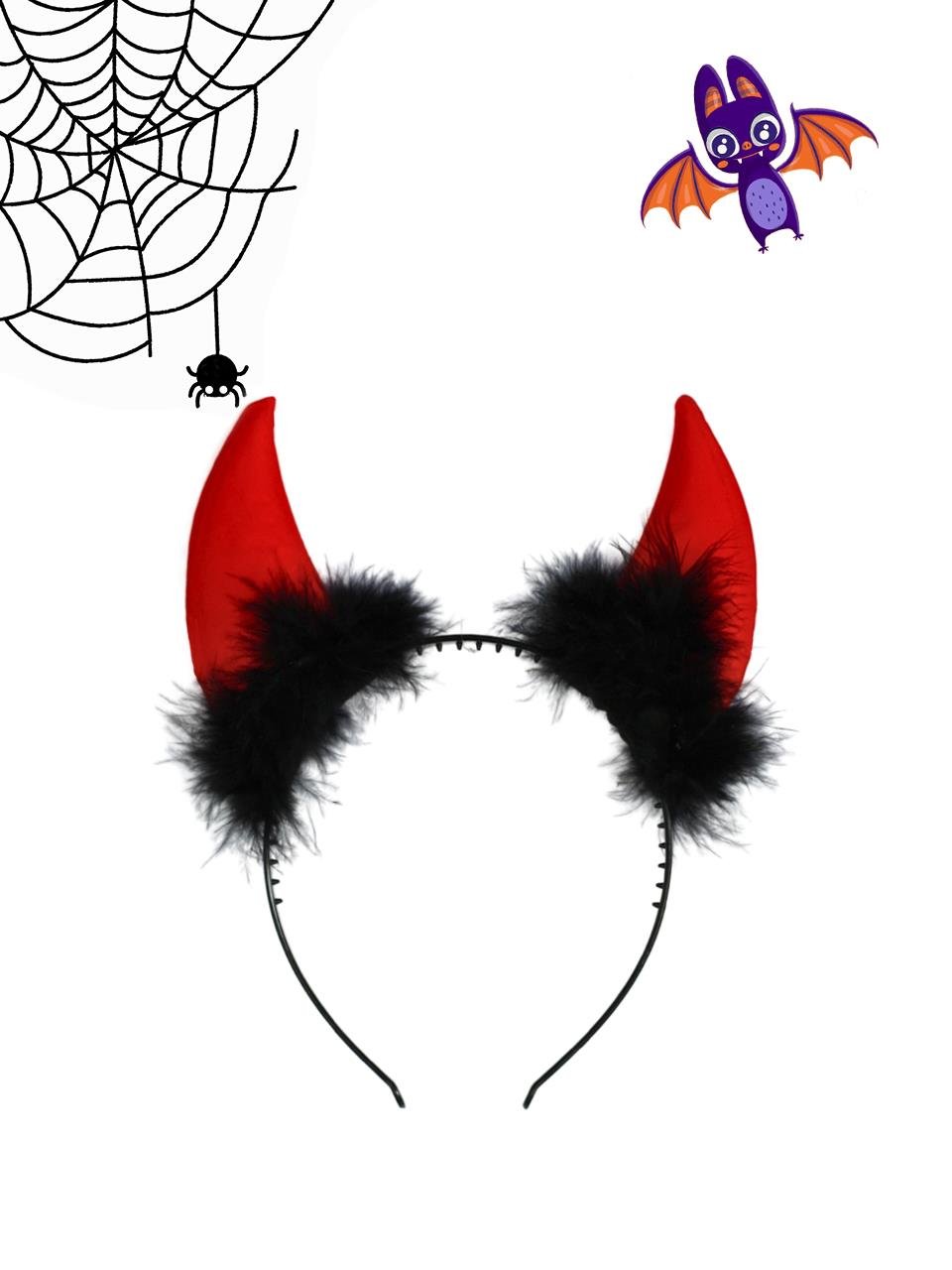 Cadılar Bayramı Tüylü Şeytan Taç Halloween Parti Aksesuarı