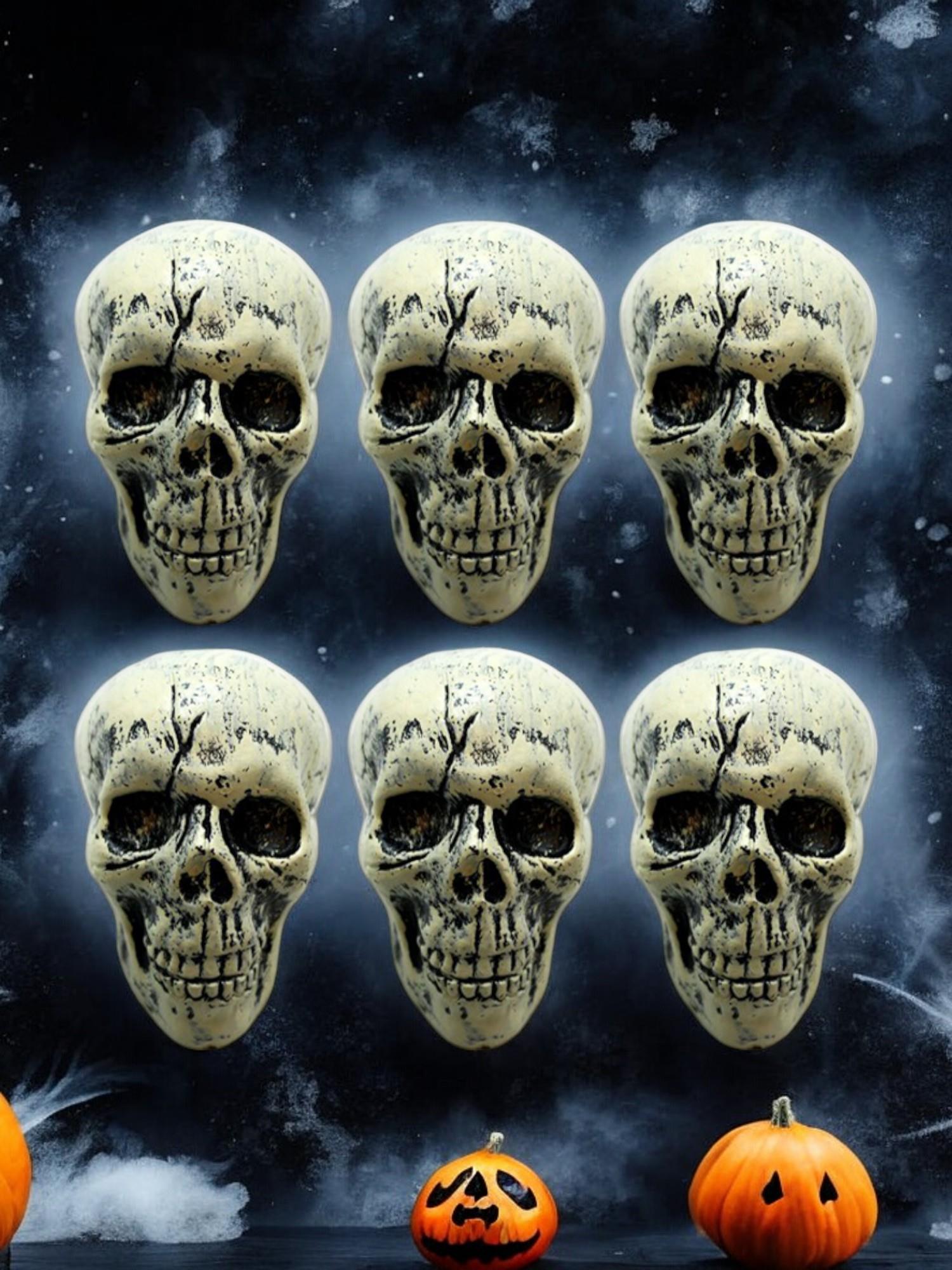 Cadılar Bayramı Filede Dekoratif Kuru Kafa Halloween Parti Süsü 6'lı