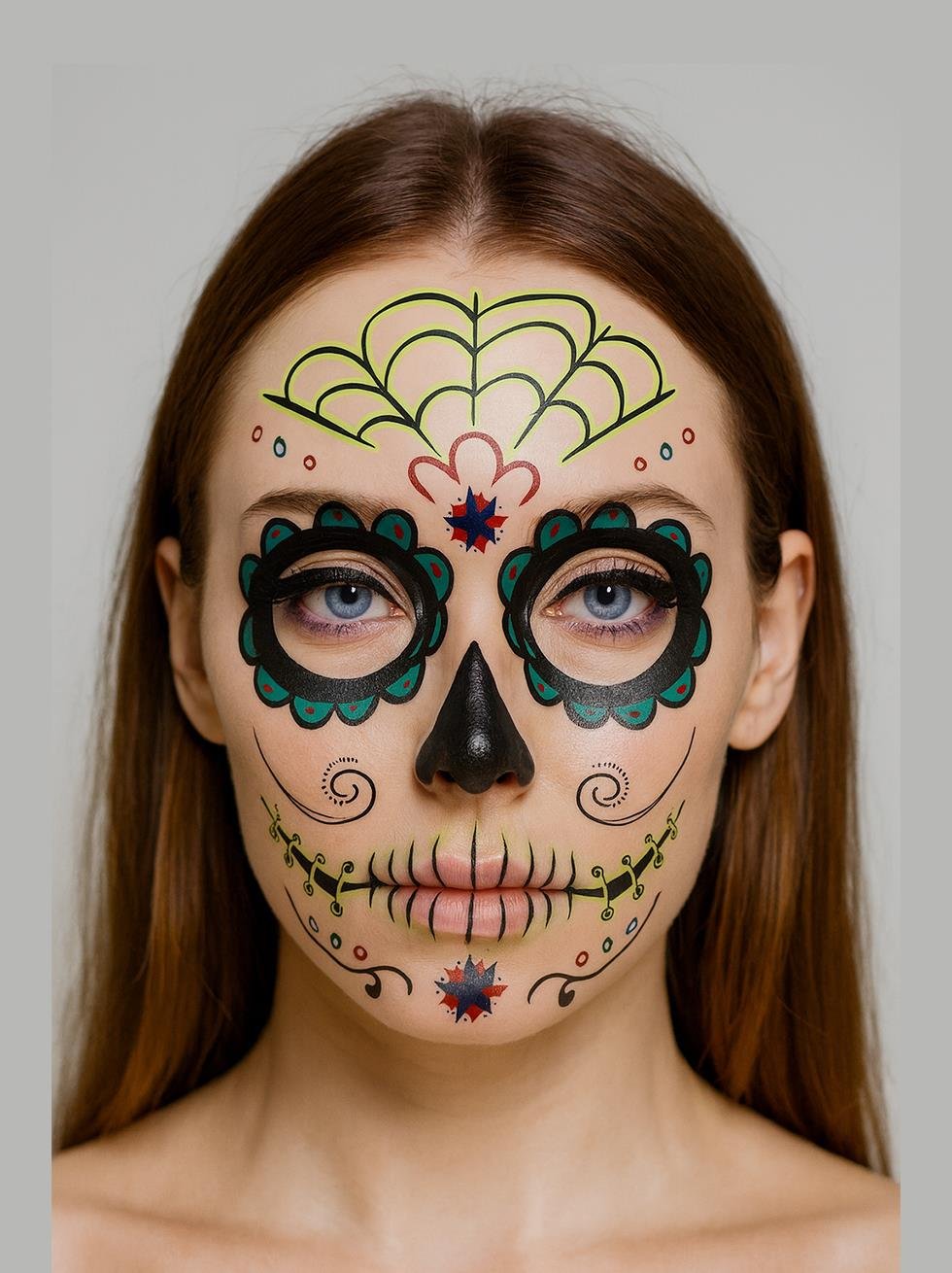 Cadılar Bayramı Yüz Dövmesi Halloween Parti Aksesuarı Yeşil