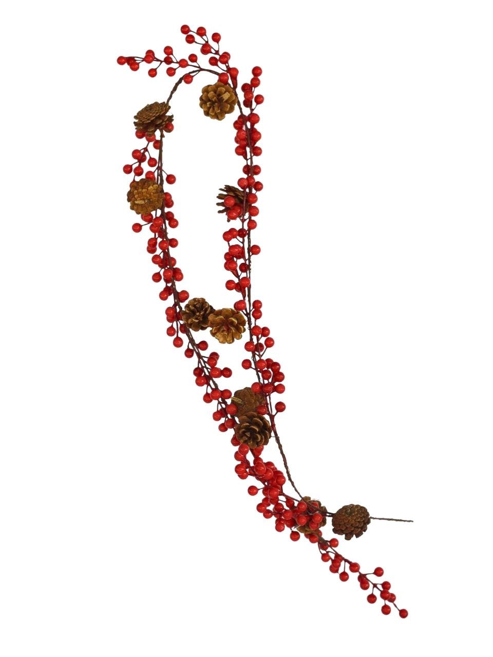 Yılbaşı Dekor Süsleri Kozalaklı Berry Kokina Garland 150 cm