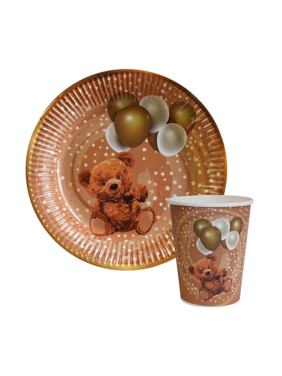 Sevimli Ayıcık Temalı Karton Tabak Bardak Set 