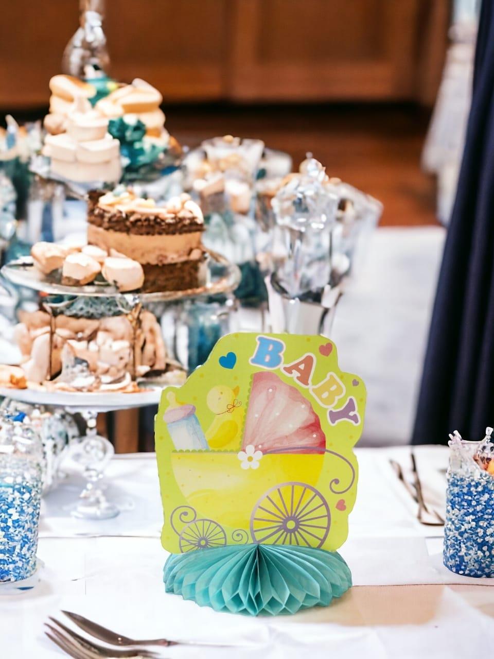 Baby Shower Parti Süsü Baby Temalı Petek Masa Süsü Mavi
