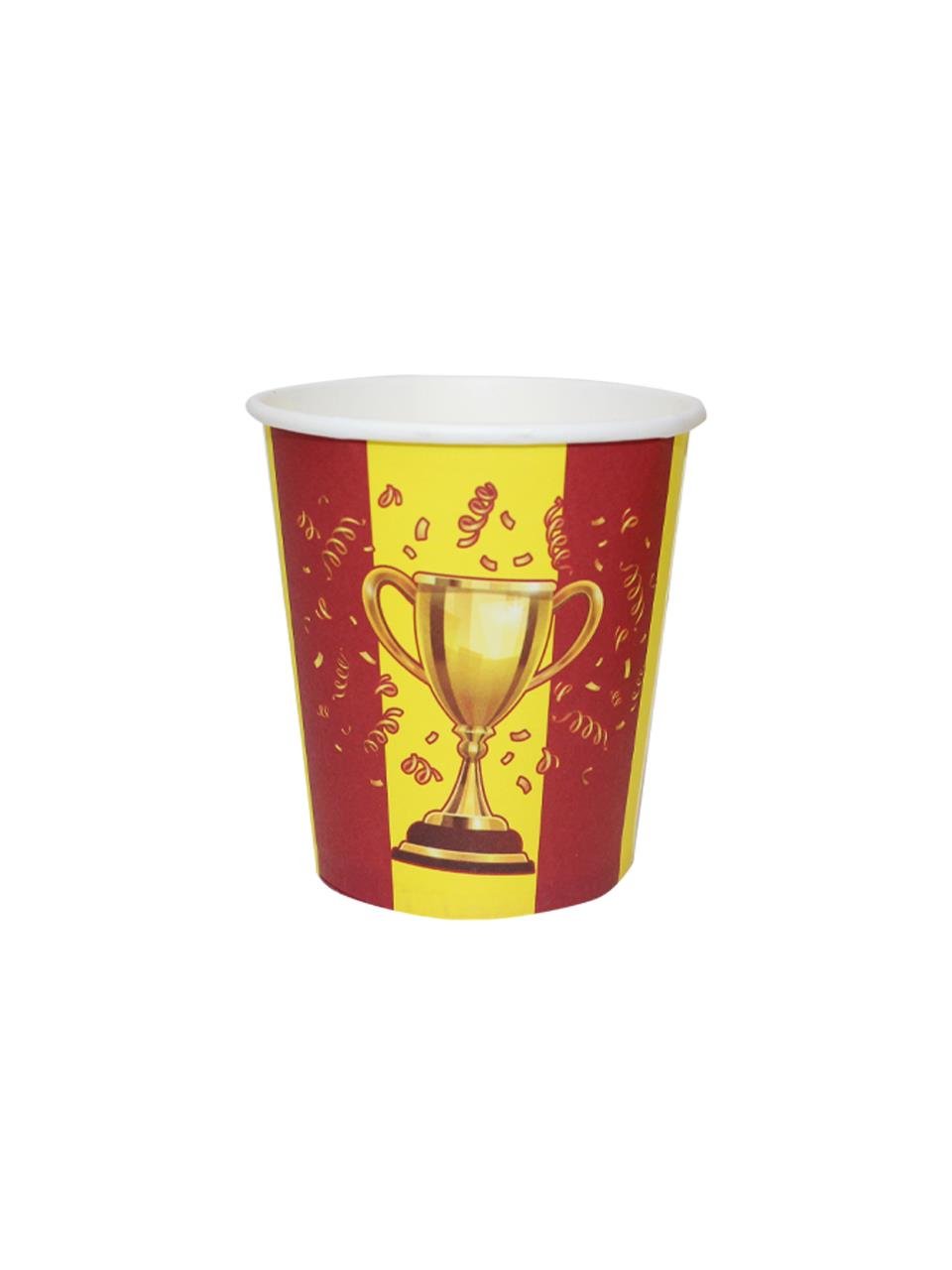 Sarı Kırmızı Taraftar Kupa Temalı Karton Tabak Bardak Set 8'li
