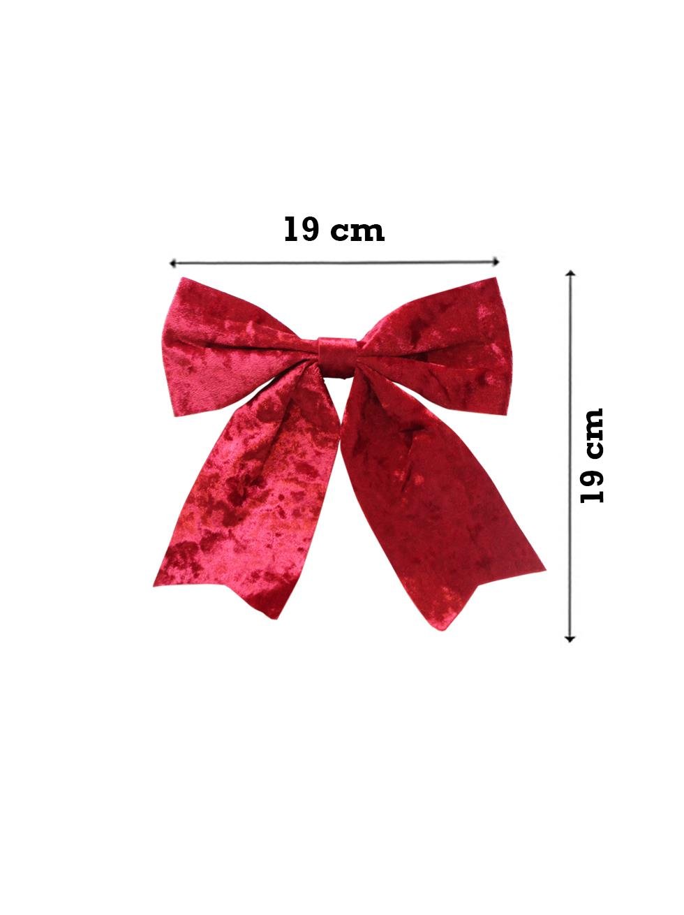 Yılbaşı Ağaç Süsü Kadife Fiyonk Asmalı Dekor Süsü Kırmızı 19 cm