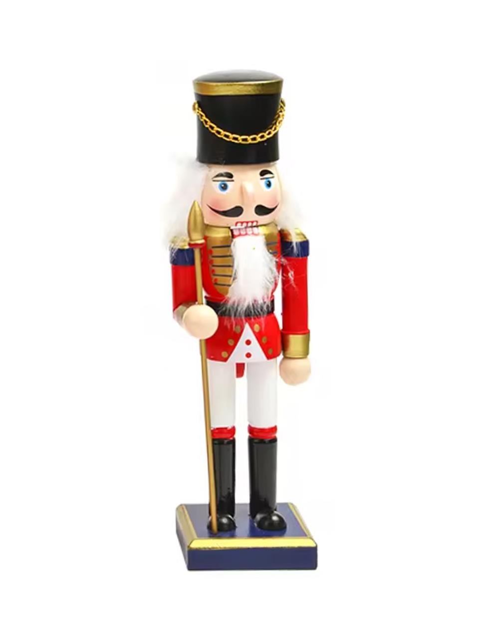 Yılbaşı Dekor Süsü Fındıkkıran Kurşun Asker Mızraklı 25 cm Kırmızı Beyaz