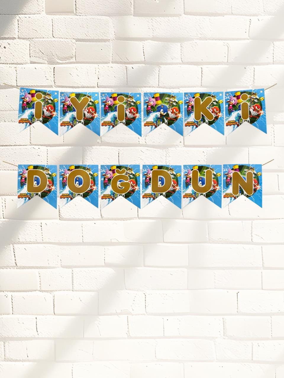 Sonic Temalı İyi Ki Doğdun Yazı Banner Doğum Günü Parti Süsü