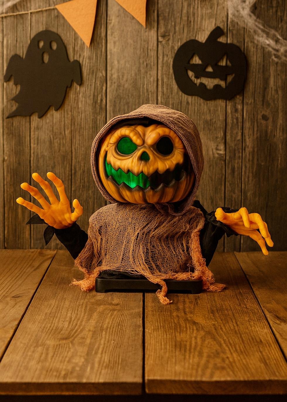Cadılar Bayramı Hayalet Balkabağı Hareketli Müzikli Halloween Masa Üstü Parti Dekoru