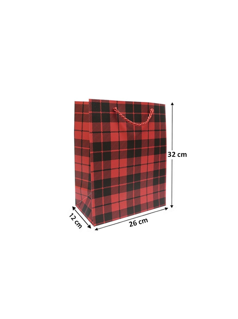 Ekose Desenli Karton Hediye Çantası – Alışveriş Çantası 26x32x12 12'li - Desenli Karton Çanta | Parti Adresi