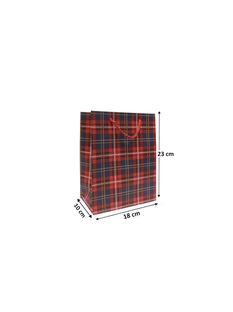 Ekose Desenli Karton Hediye Çantası – Alışveriş Çantası 18x23x10 cm 12'li  - Desenli Karton Çanta | Parti Adresi