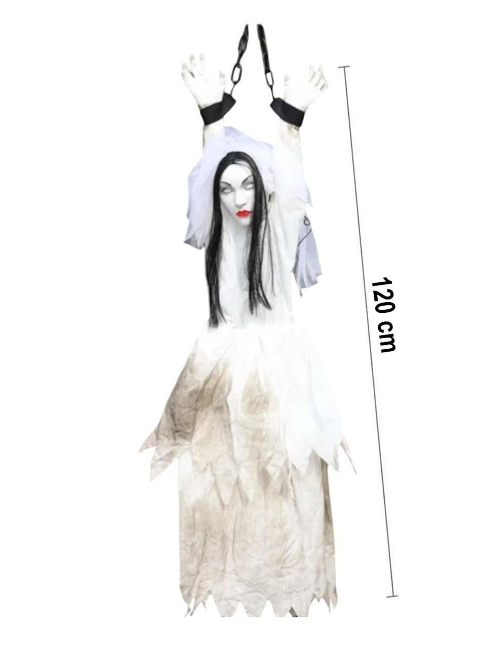 Cadılar Bayramı Ölü Gelin Figürlü Asılabilir Halloween Hareketli Parti Dekoru 120 cm