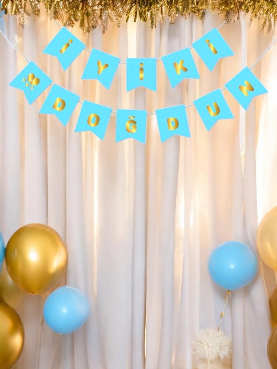 İyi Ki Doğdun Mavi-Altın Yazı