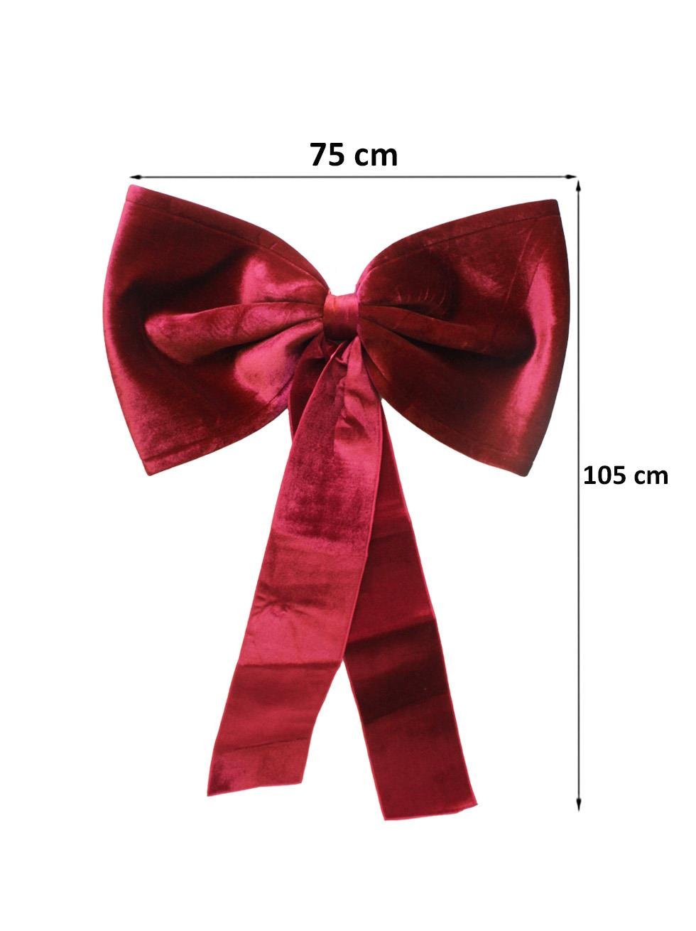 Yılbaşı Dekoratif Kadife Fiyonk Kurdele Büyük Boy Kapı ve Duvar Süsü Bordo 75 cm