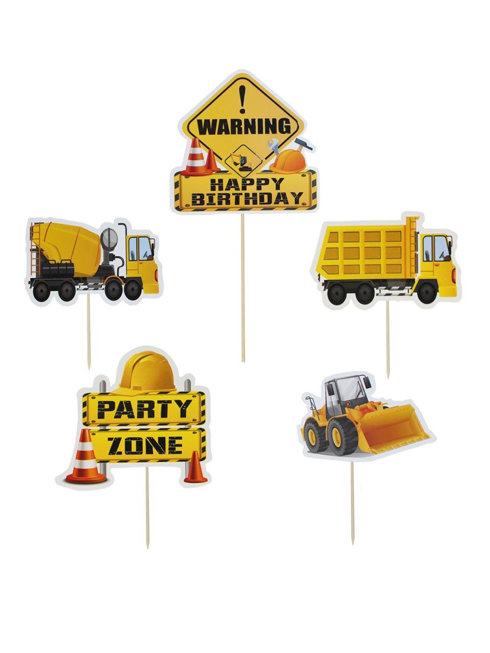 İnşaat Temalı Kürdan Figürlü Cupcake Kürdanı Pasta Süsü 5'li