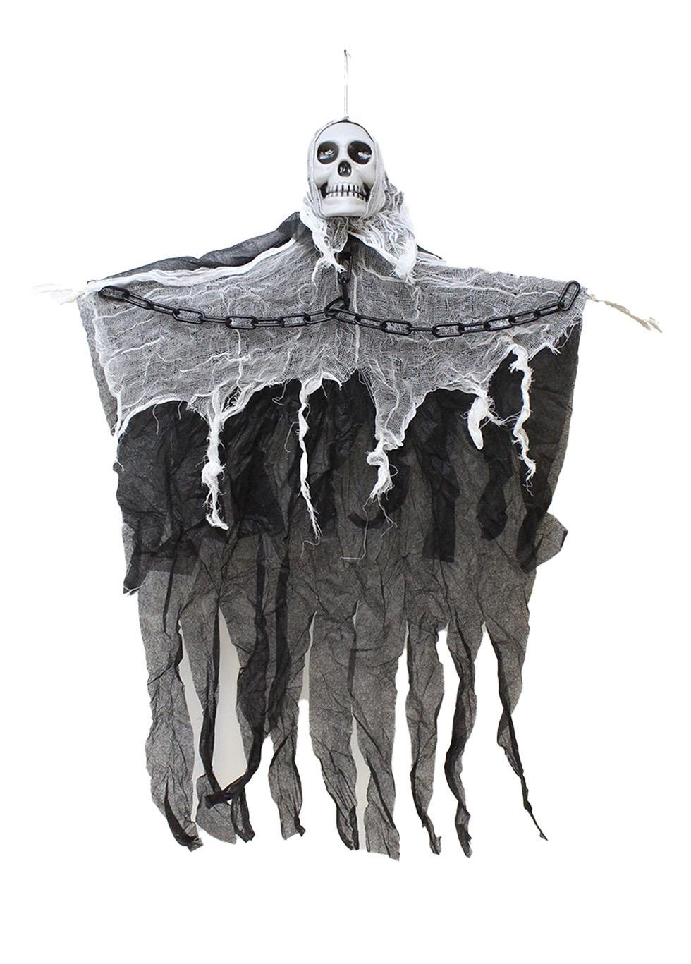 Cadılar Bayramı Işıklı Kuru Kafa Hayalet Asılabilir Halloween Parti Dekoru 90 cm