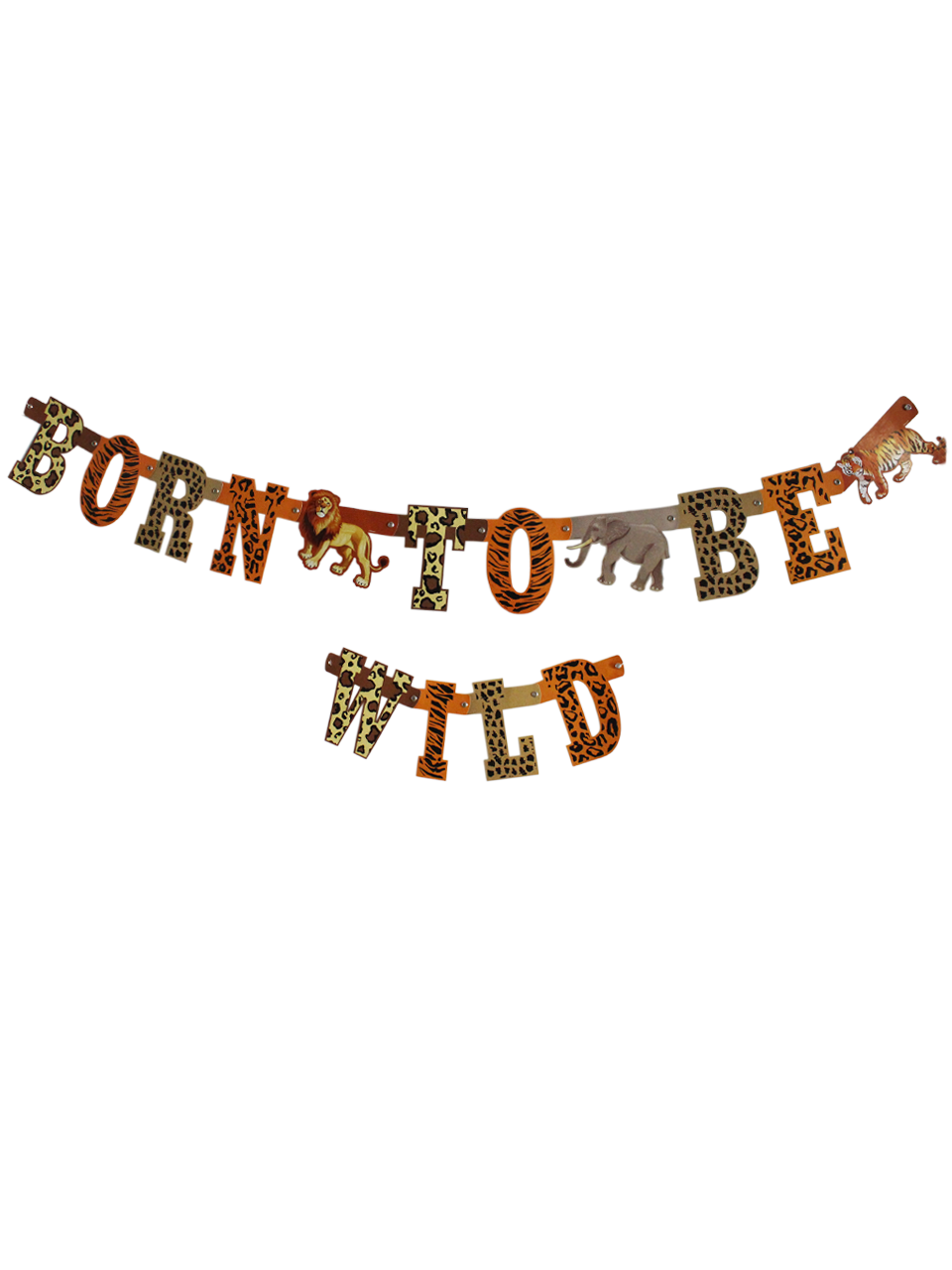 Safari Temalı Born To Be Wild Yazılı Banner Asılabilir Doğum Günü Süsü