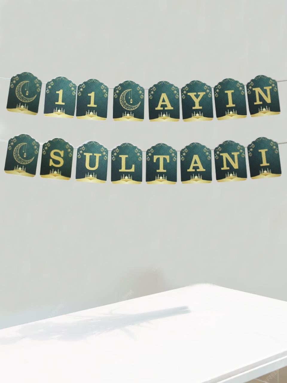 11 Ayın Sultanı Yazı Ramazan Süsleri Asılabilir Kağıt Süs