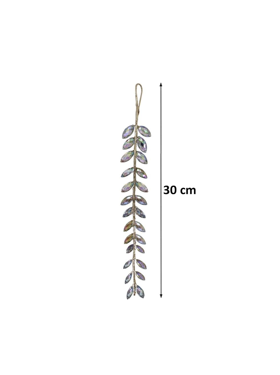 Yılbaşı Ağaç Süsü Lüks Işıltı Kristal Yaprak Dal Dekoratif Süs 30 cm