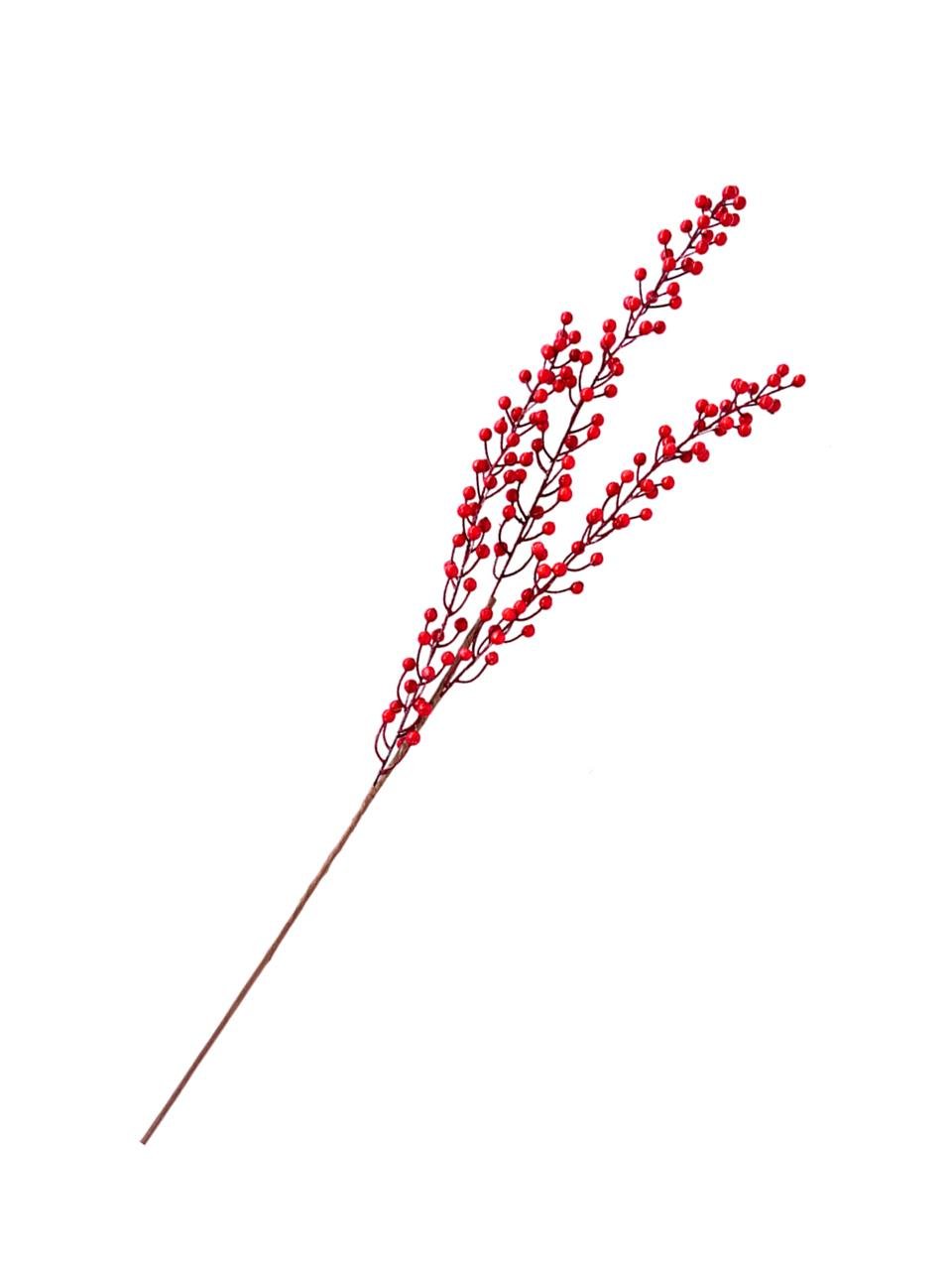 Yılbaşı Dekoru Kırmızı Berry Kokinalı Süslü Dekoratif Dal 85 cm