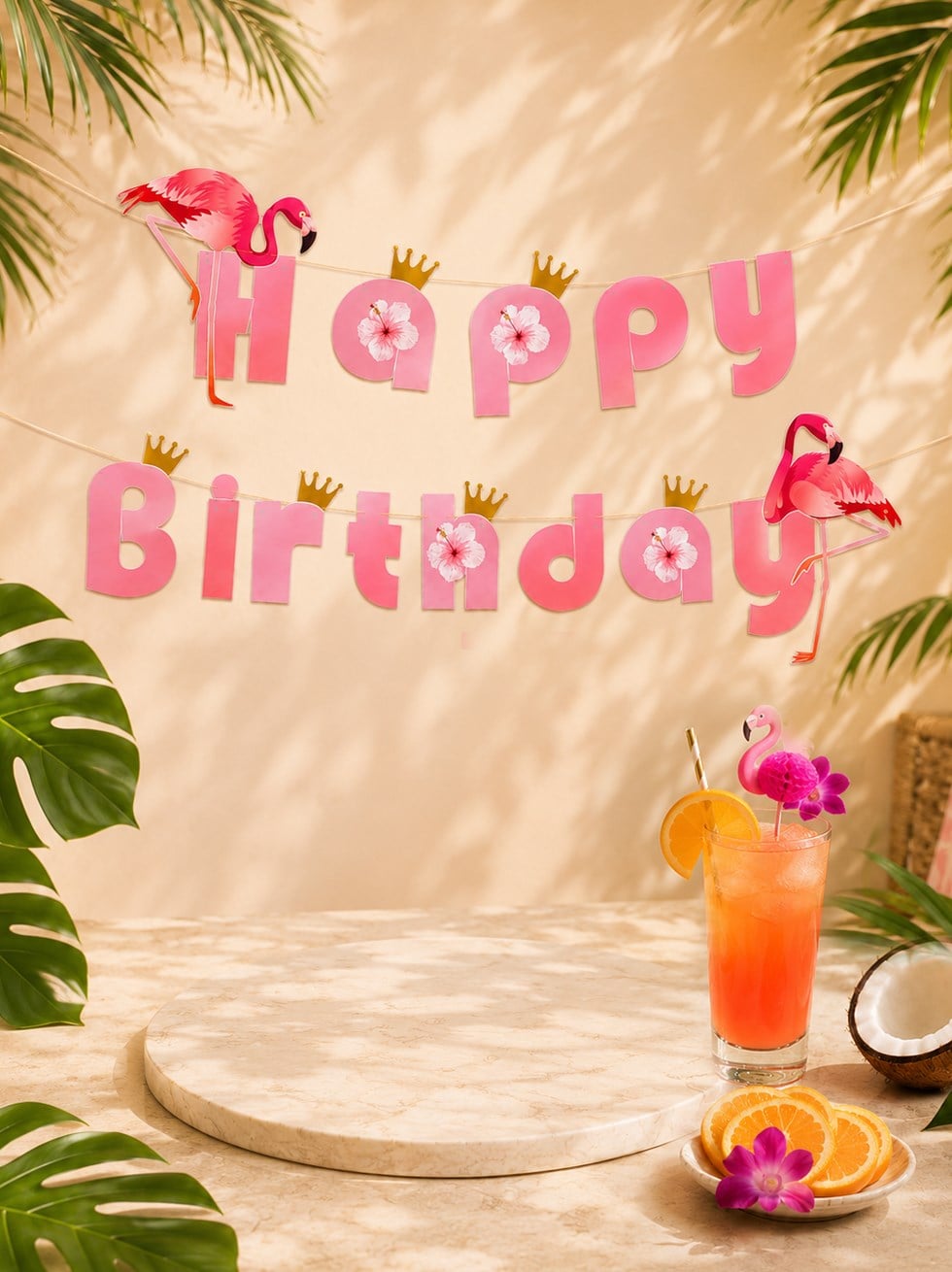 Flamingo Kabartmali Happy Birthday Yazı - Flamingo | Parti Adresi
