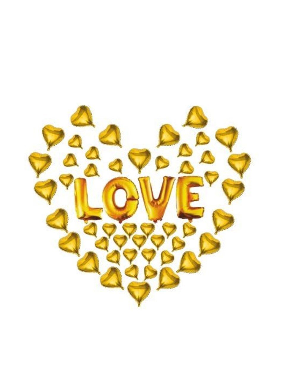 Folyo Balon Love Yazılı 49 Minik Kalpli Set Gold