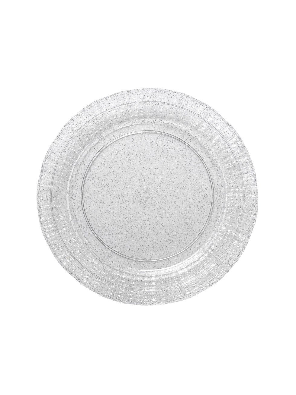 Gümüş Simli Şeffaf Mika Parti Tabağı – Sert Plastik Sunum Tabağı 26 cm 6'lı - Lüks Plastik Tabaklar | Parti Adresi