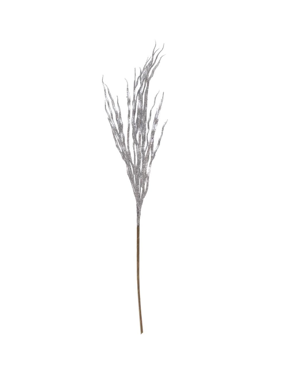 Gümüş Simli Yılbaşı Dekor Dalı – Silver Glitter Parlak Ağaç Süsü 70 cm - Yılbaşı Dekor Süsleri | Parti Adresi