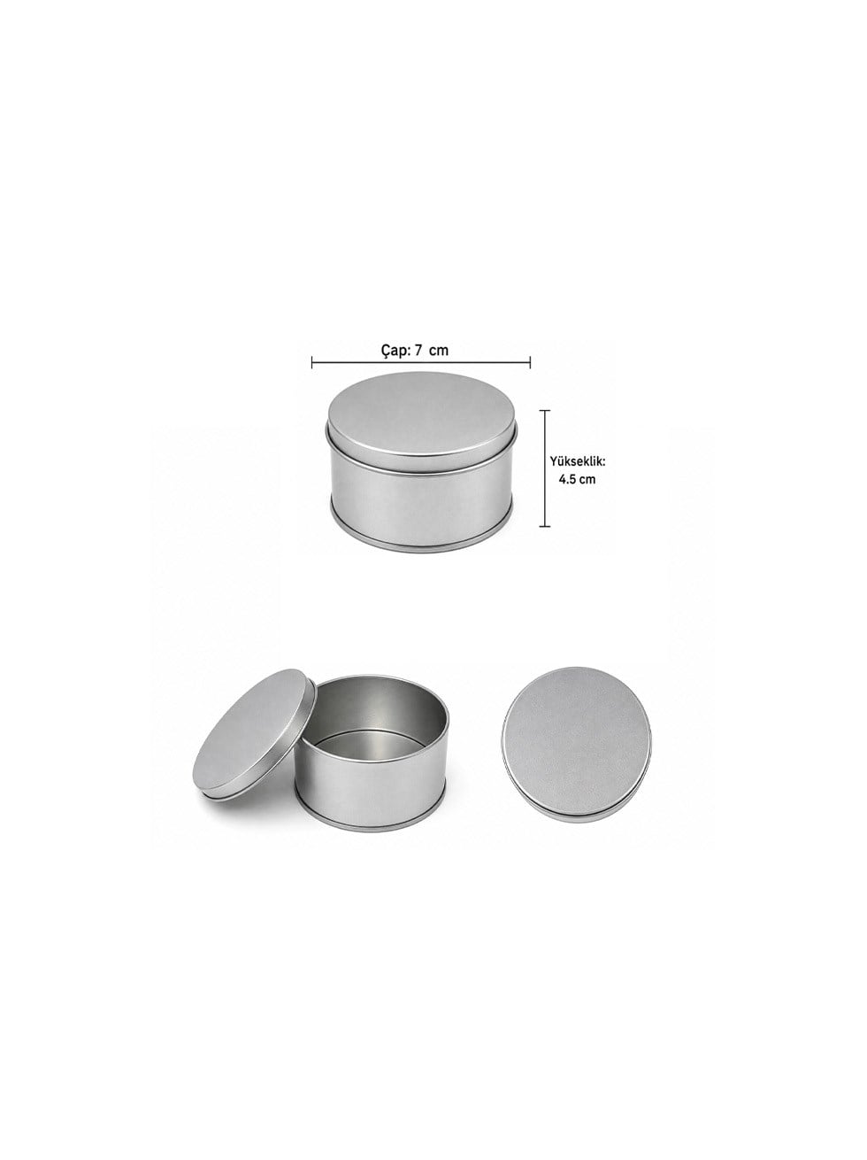 Gümüş Yuvarlak Metal Kutu – Dekoratif Hediye Kutusu 7 cm - Hediye Kutuları | Parti Adresi