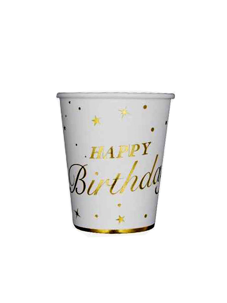 Happy Birhtday Bardak Beyaz-Gold 6'Lı