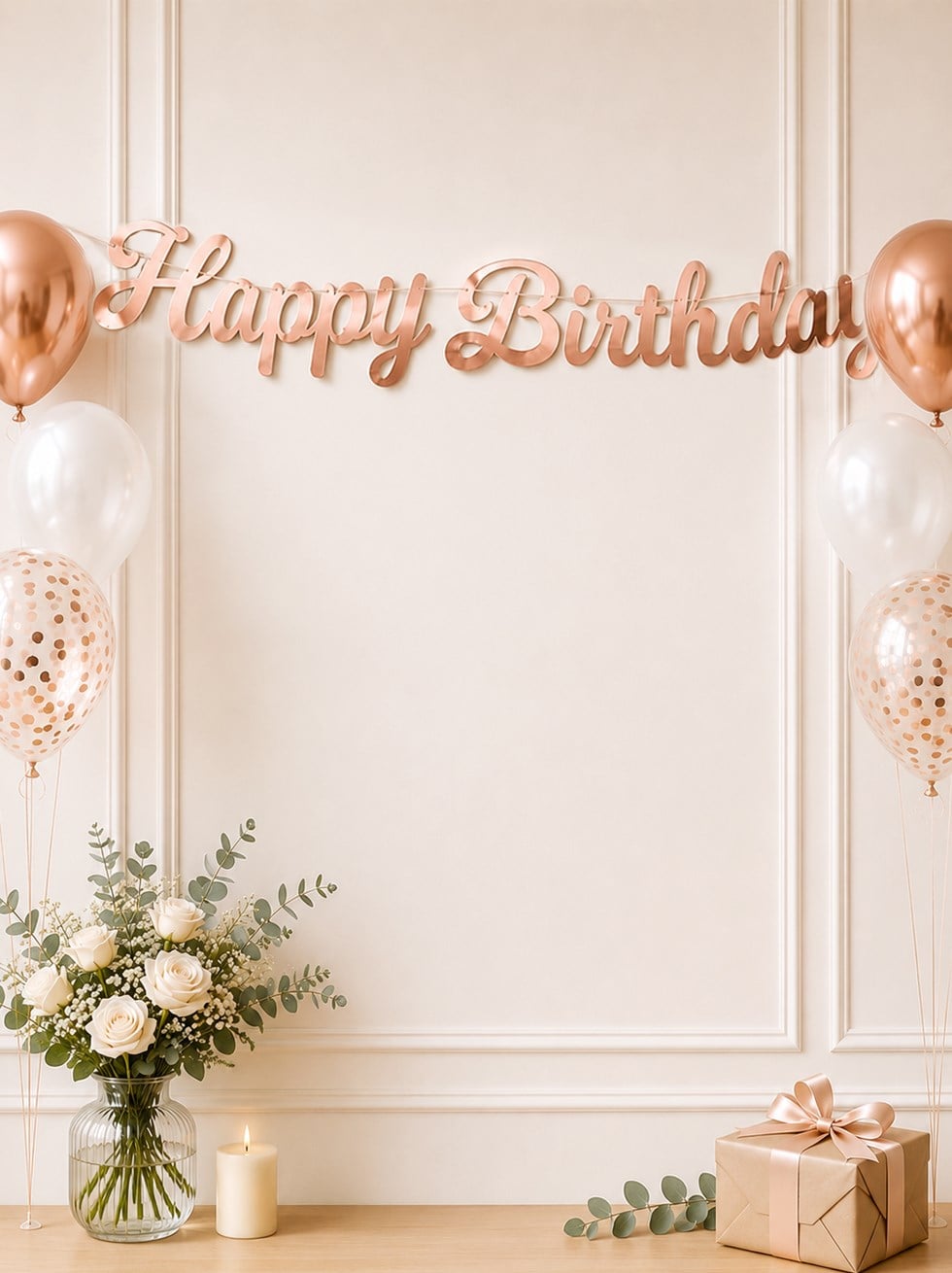 Happy Birthday Kaligrafi Banner Rose - Yazı ve Flamalar | Parti Adresi