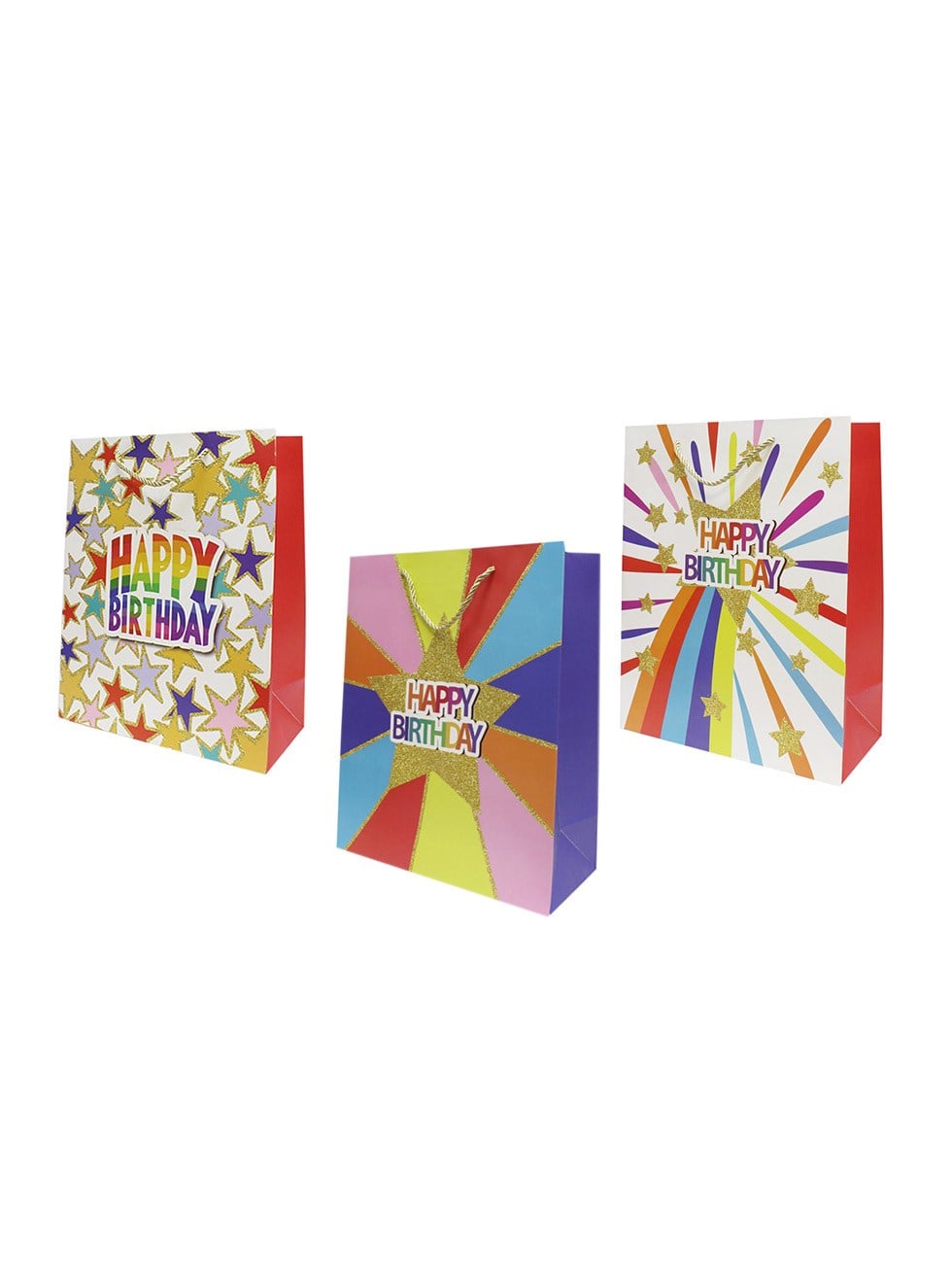Happy Birthday Simli Karton Çanta – Hediye Alışveriş Çantası 30x40x12 cm 12'li - Desenli Karton Çanta | Parti Adresi