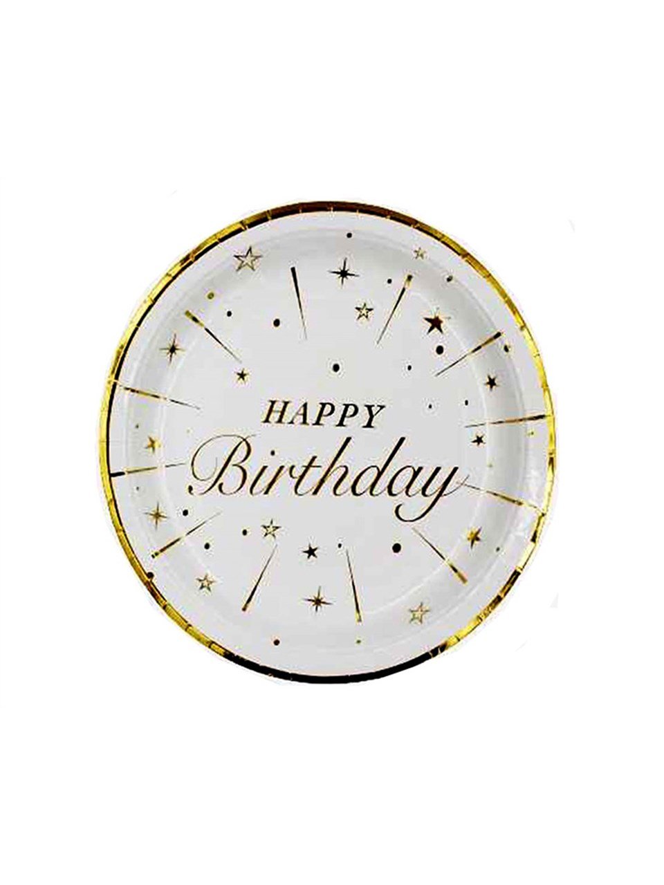 Happy Birthday Tabak Beyaz-Gold 6'Lı