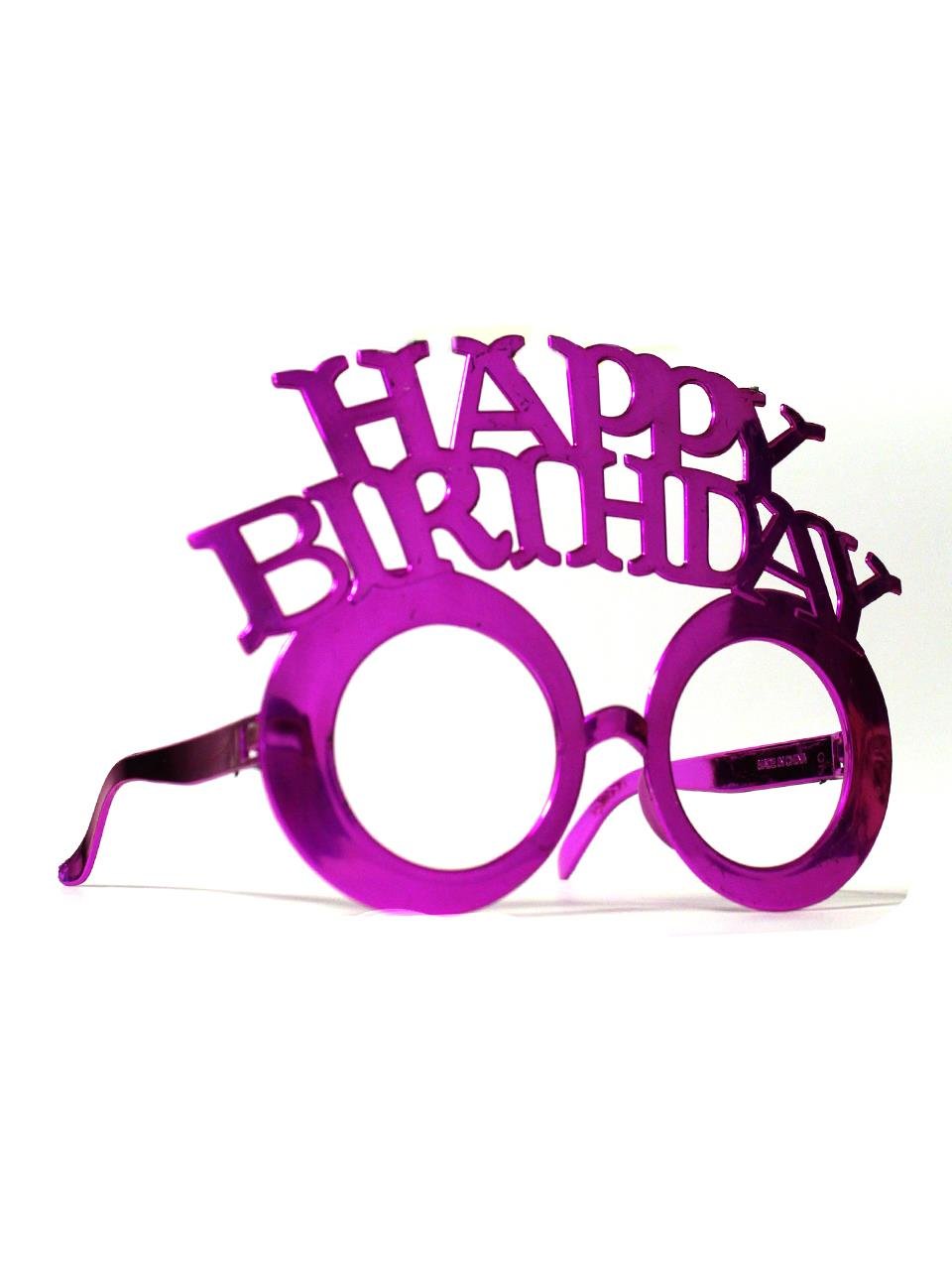 Happy Birthday Yazılı Doğum Günü Partisi Gözlüğü Fuşya