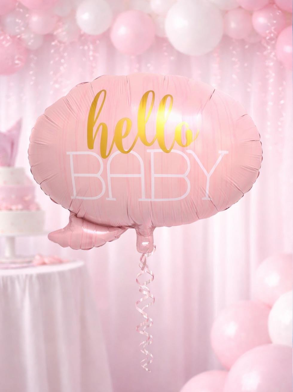 Hello Baby Folyo Balon – Baby Shower Süsü Pembe 60 cm - Parti Balonu | Parti Adresi