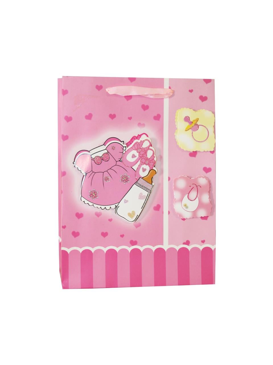 Hoş Geldin Bebek Baby Shower Kız Bebek Karton Hediye Çantası 24x18x8 Cm 