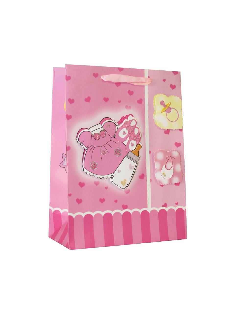 Hoş Geldin Bebek Baby Shower Kız Bebek Karton Hediye Çantası 24x18x8 Cm 