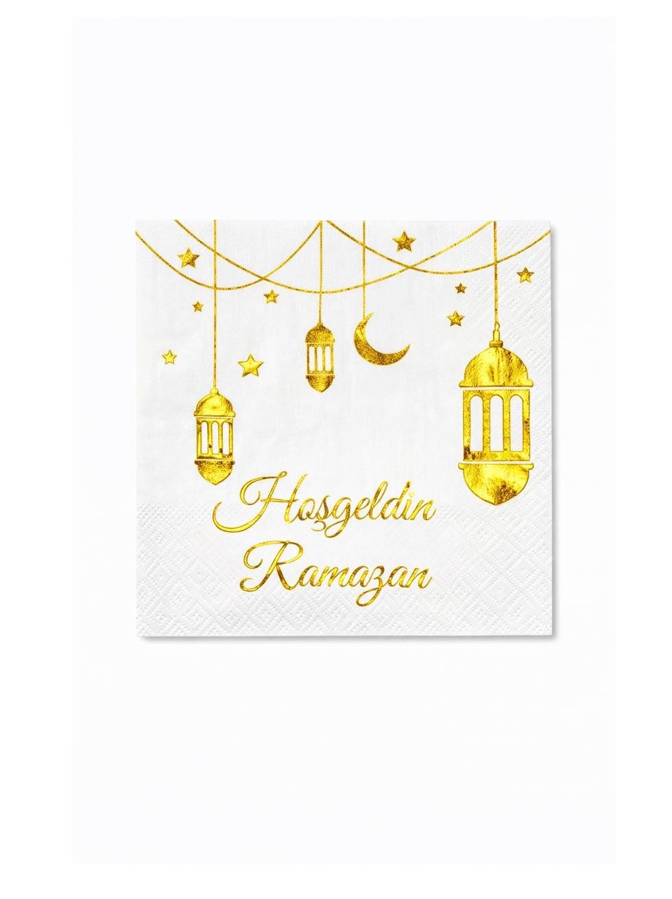 Hoşgeldin Ramazan Altın Varaklı Peçete Beyaz 20'li - Ramazan Bayramı | Parti Adresi