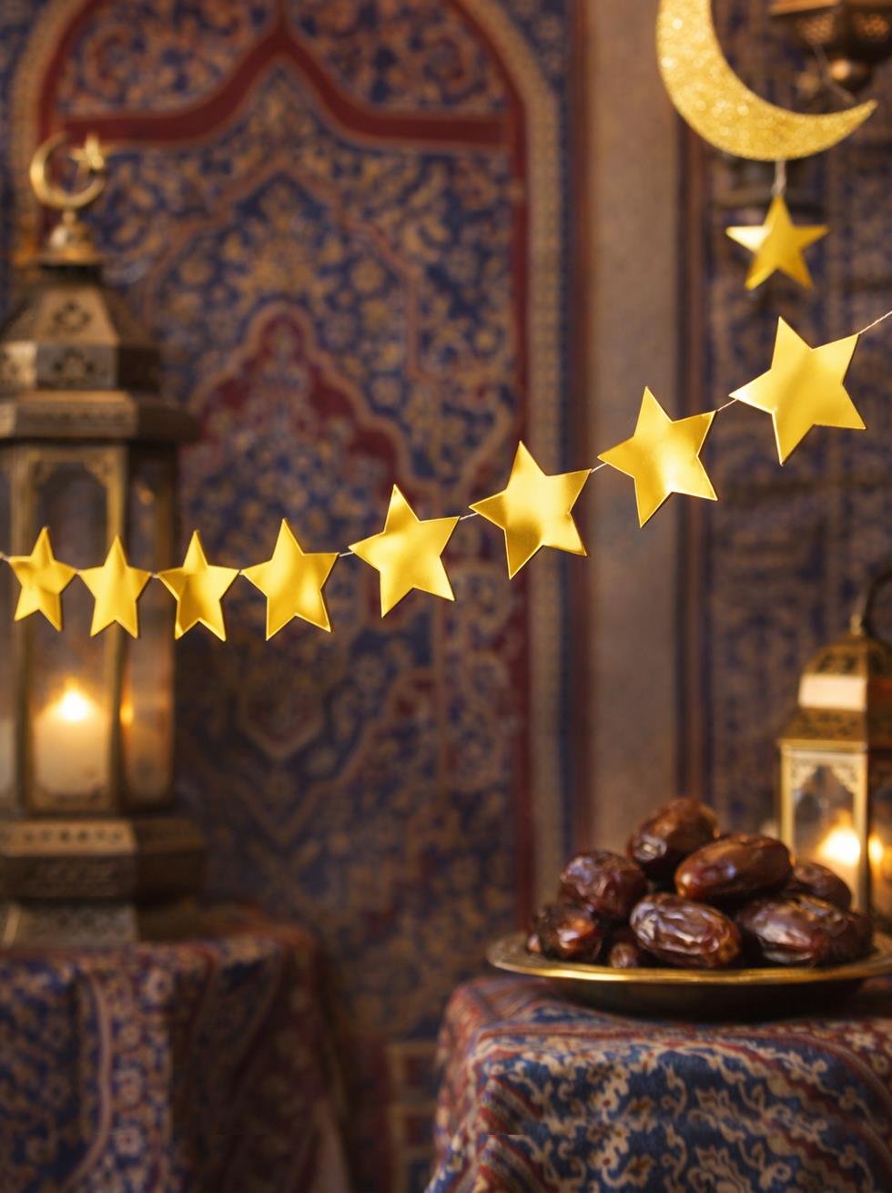 Hoşgeldin Ramazan Duvar Dekoru Yıldız Sarkı Süs Altın 5 m - Ramazan Bayramı | Parti Adresi