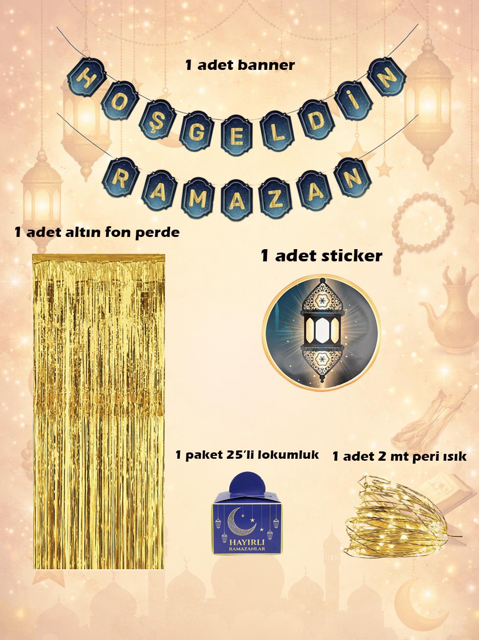 Hoşgeldin Ramazan Duvar Süsleme Seti Led Işıklı Set - Ramazan Bayramı | Parti Adresi