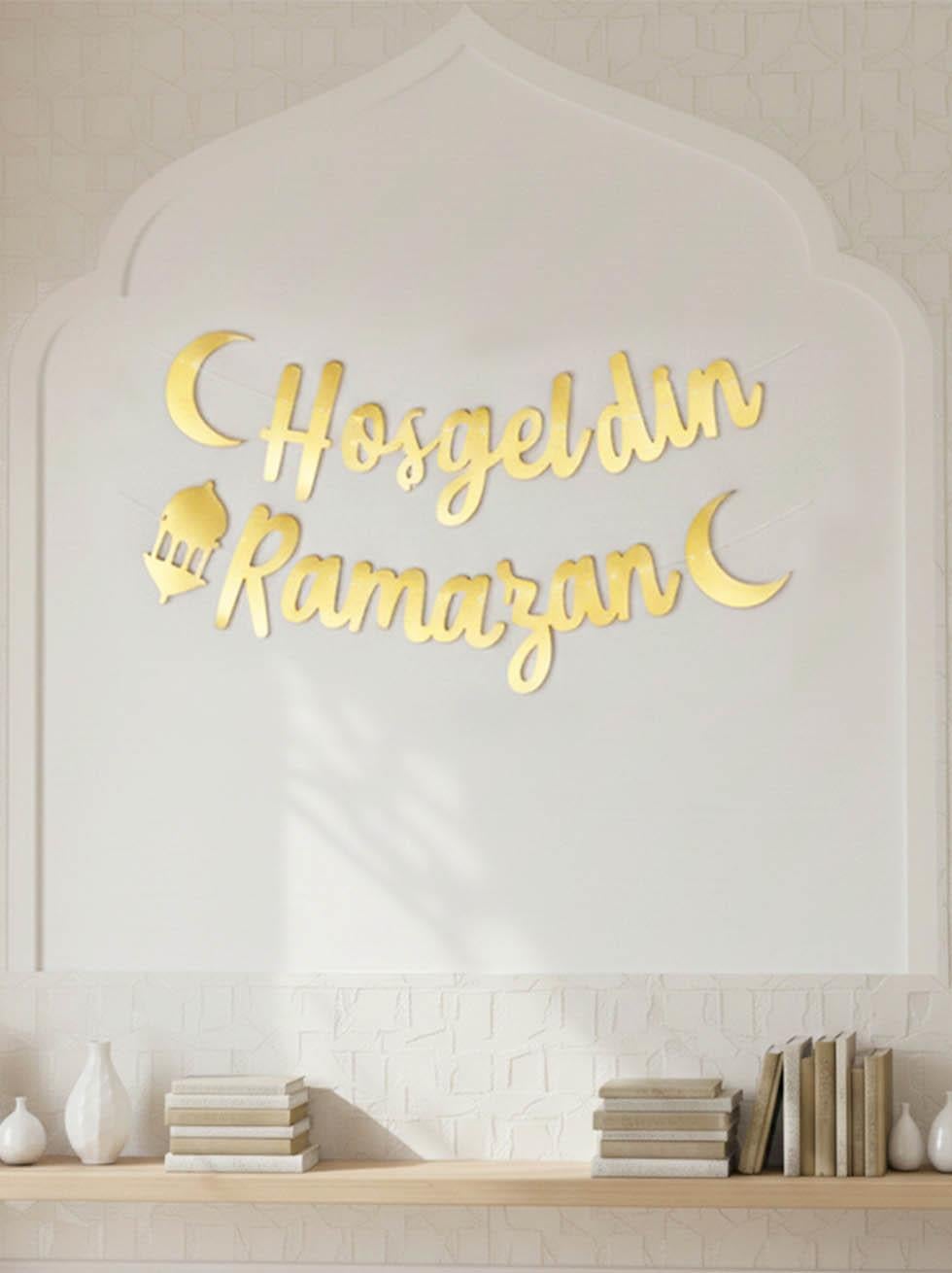 Hoşgeldin Ramazan Kaligrafi Banner Altın - Ramazan Bayramı | Parti Adresi