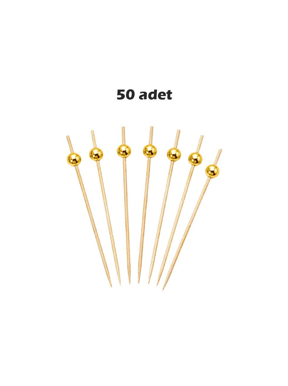 İncili Sunum Kürdanı – Kokteyl Bambu Kürdan Gold 12 cm 50'li - Pipet ve Kürdanlar | Parti Adresi