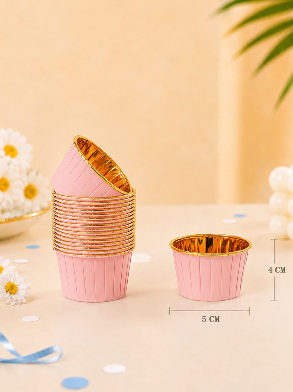 Kağıt Muffin Kek Kalıbı 25'li Pembe - Gold - Kağıt Kek Kalıpları | Parti Adresi