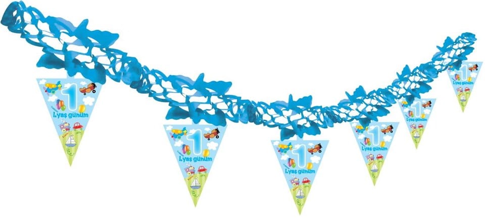 Kağıt Zincir 1. Yaş Günüm Mavi