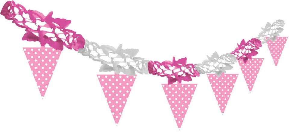 Kağıt Zincir Puantiyeli Pembe